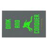'Dink And Conquer' Dark Grey Rally Towel, 11x18 With Green Text