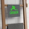 'Dink And Conquer' Dark Grey Rally Towel, 11x18 With Green Text