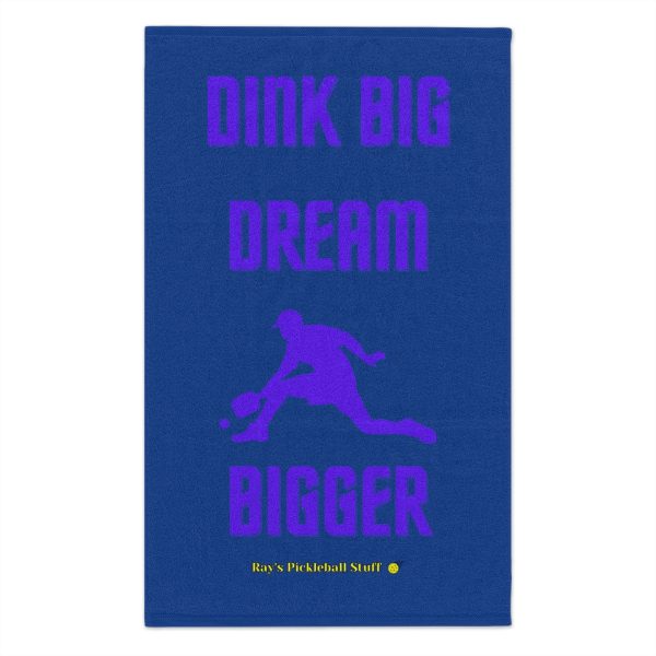 72114-385.jpg 'Dink Big Dream Bigger' Dark Blue Rally Towel, 11x18 With Purple Text