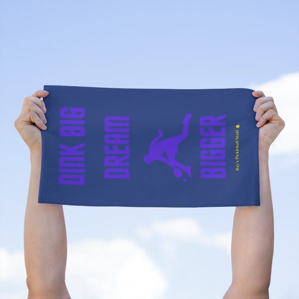 72114-387.jpg 'Dink Big Dream Bigger' Dark Blue Rally Towel, 11x18 With Purple Text