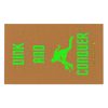 72114-41.jpg 'Dink And Conquer' Light Brown Rally Towel, 11x18 With Green Text