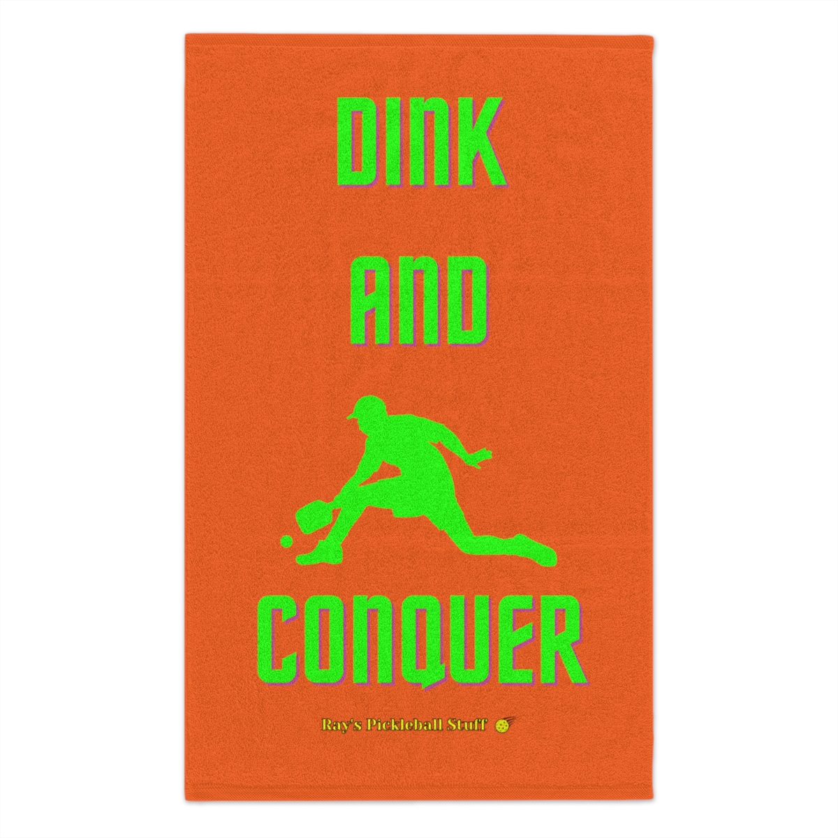 'Dink And Conquer' Orange Rally Towel, 11x18 With Green Text