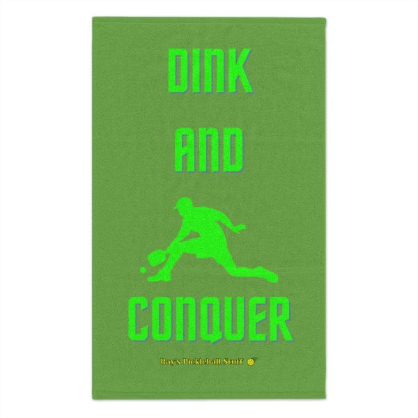 'Dink And Conquer' Green Rally Towel, 11x18 With Green Text