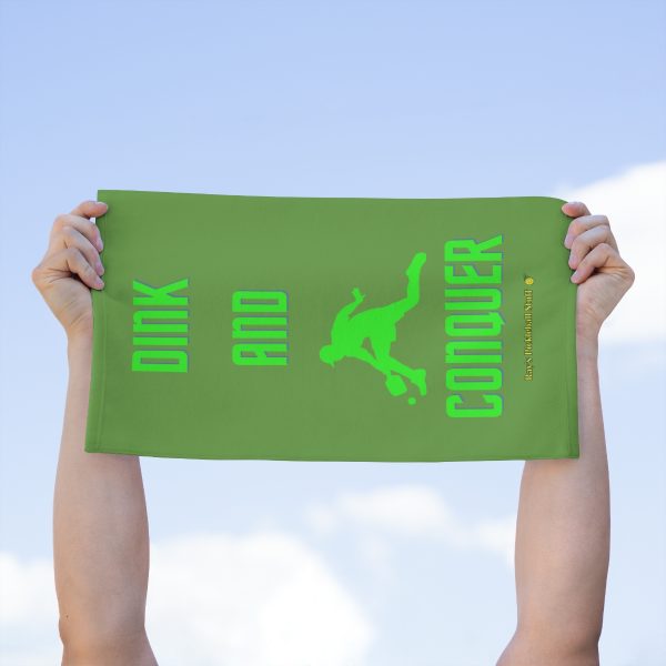 'Dink And Conquer' Green Rally Towel, 11x18 With Green Text