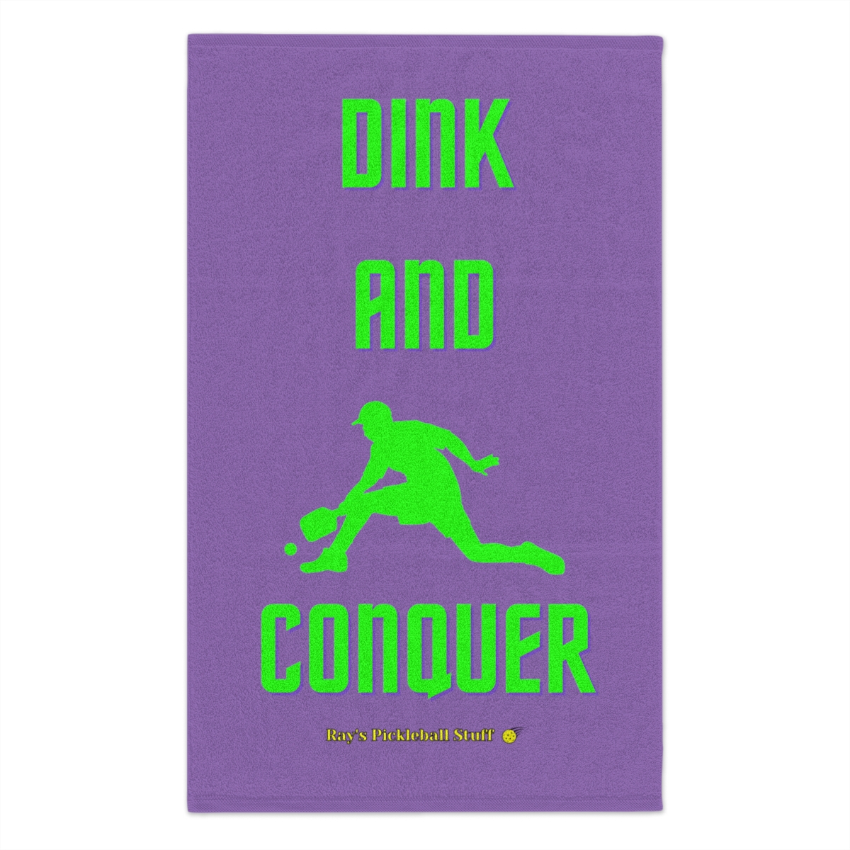 'Dink And Conquer' Light Purple Rally Towel, 11x18 With Green Text